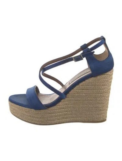 Pre-owned Tabitha Simmons Suede Braided Accents Espadrilles In Blue