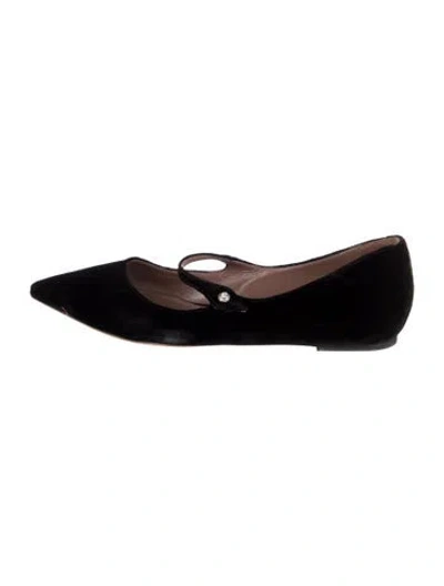 Pre-owned Tabitha Simmons Suede Crystal Embellishments Ballet Flats In Black