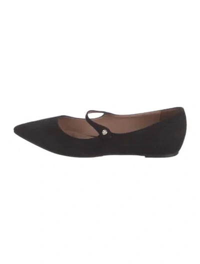 Pre-owned Tabitha Simmons Suede Crystal Embellishments Mary Jane Flats In Black
