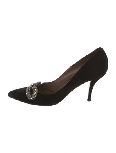 Pre-owned Tabitha Simmons Suede Crystal Embellishments Pumps In Black