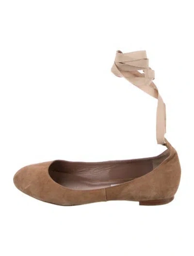 Pre-owned Tabitha Simmons Suede Flats In Neutral