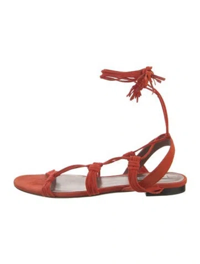 Pre-owned Tabitha Simmons Suede Gladiator Sandals In Orange