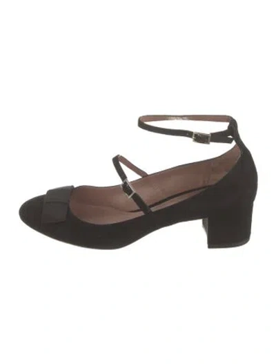 Pre-owned Tabitha Simmons Suede Grosgrain Trim Pumps In Black