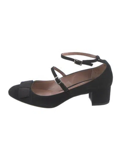 Pre-owned Tabitha Simmons Suede Grosgrain Trim Sandals In Black