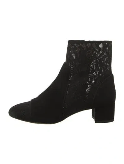 Pre-owned Tabitha Simmons Suede Lace Pattern Boots In Black
