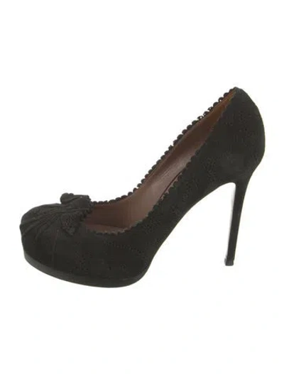 Pre-owned Tabitha Simmons Suede Lace Pattern Pumps In Green