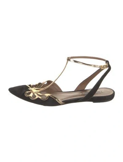 Pre-owned Tabitha Simmons Suede Lace Pattern Slingback Flats