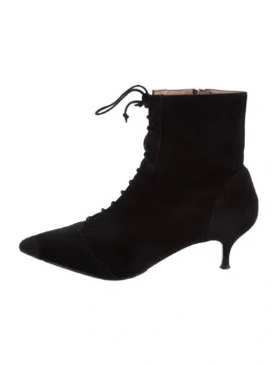 Pre-owned Tabitha Simmons Suede Lace-up Boots In Black