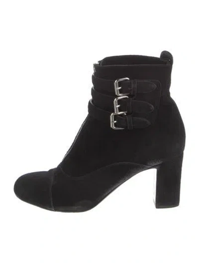 Pre-owned Tabitha Simmons Suede Lace-up Boots In Black
