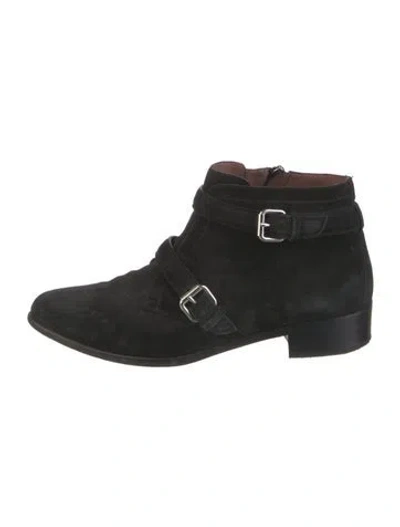 Pre-owned Tabitha Simmons Suede Lace-up Boots In Black
