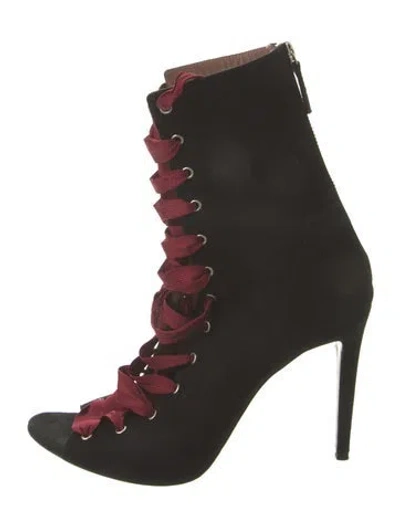 Pre-owned Tabitha Simmons Suede Lace-up Boots In Black