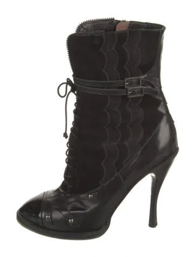 Pre-owned Tabitha Simmons Suede Lace-up Boots In Black