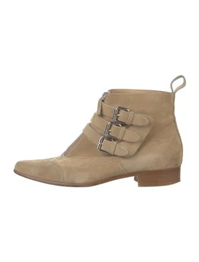 Pre-owned Tabitha Simmons Suede Lace-up Boots In Neutral