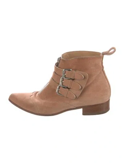 Pre-owned Tabitha Simmons Suede Lace-up Boots In Neutral
