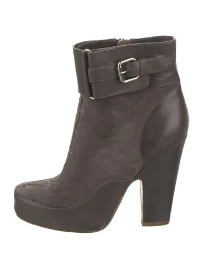 Pre-owned Tabitha Simmons Suede Leather Trim Embellishment Boots In Brown