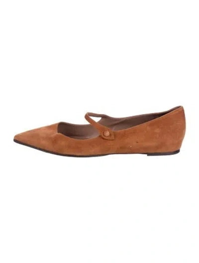 Pre-owned Tabitha Simmons Suede Mary Jane Flats In Brown