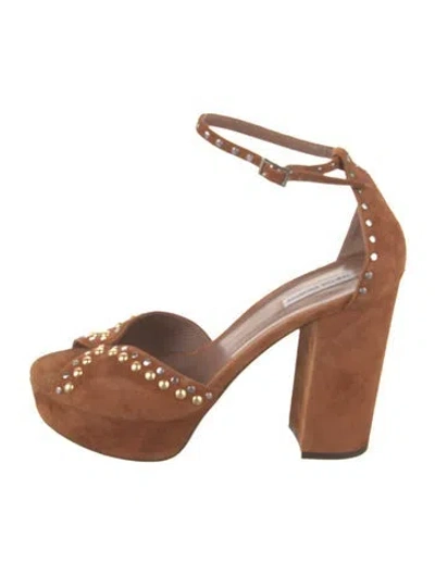 Pre-owned Tabitha Simmons Suede Patterned D'orsay Pumps In Brown
