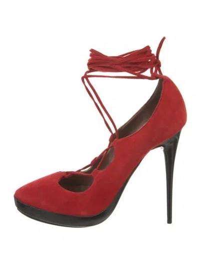 Pre-owned Tabitha Simmons Suede Pumps In Red