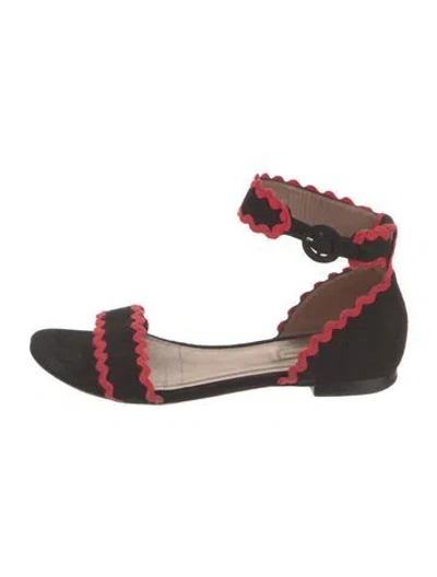 Pre-owned Tabitha Simmons Suede Sandals In Black