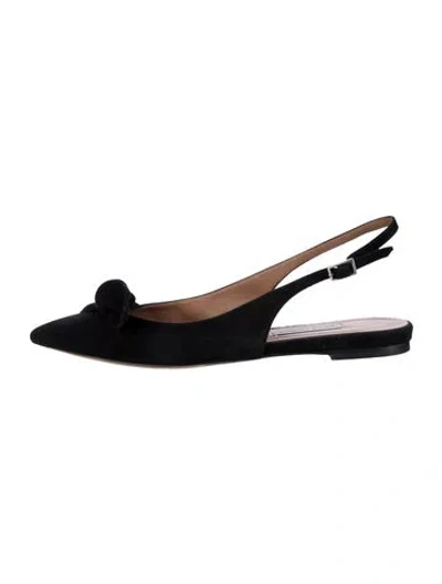 Pre-owned Tabitha Simmons Suede Slingback Flats In Black