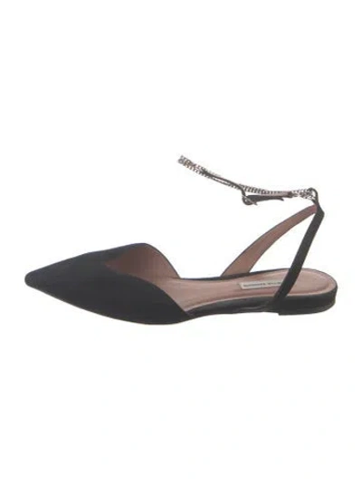 Pre-owned Tabitha Simmons Suede Slingback Flats In Black