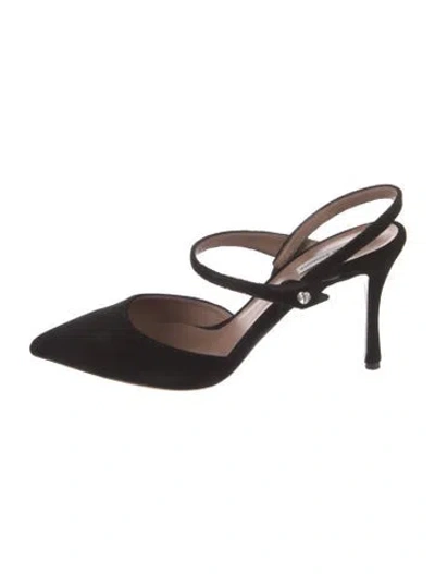 Pre-owned Tabitha Simmons Suede Slingback Pumps In Black