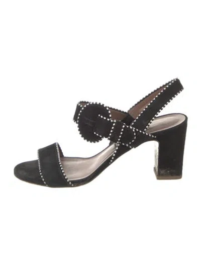 Pre-owned Tabitha Simmons Suede Slingback Sandals In Black