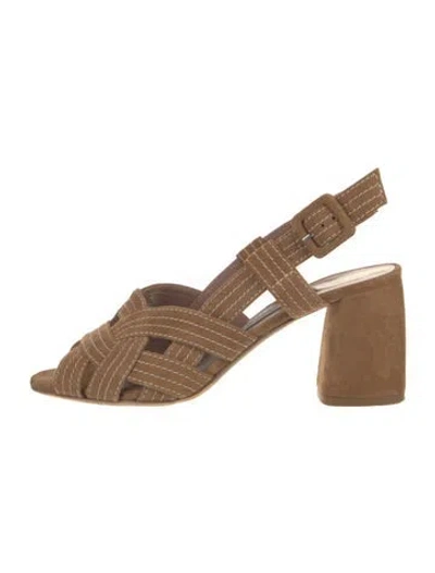 Pre-owned Tabitha Simmons Suede Slingback Sandals In Brown