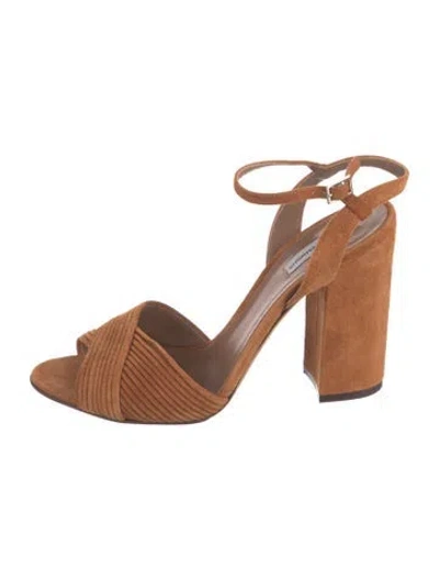 Pre-owned Tabitha Simmons Suede Slingback Sandals In Brown