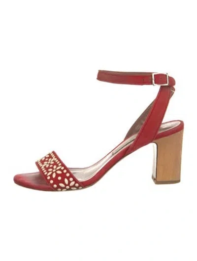 Pre-owned Tabitha Simmons Suede Slingback Sandals In Red