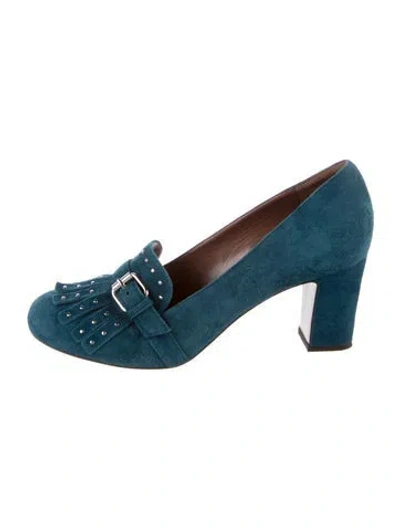 Pre-owned Tabitha Simmons Suede Studded Accents Pumps In Blue