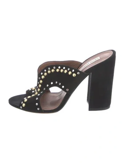 Pre-owned Tabitha Simmons Suede Studded Accents Sandals In Black