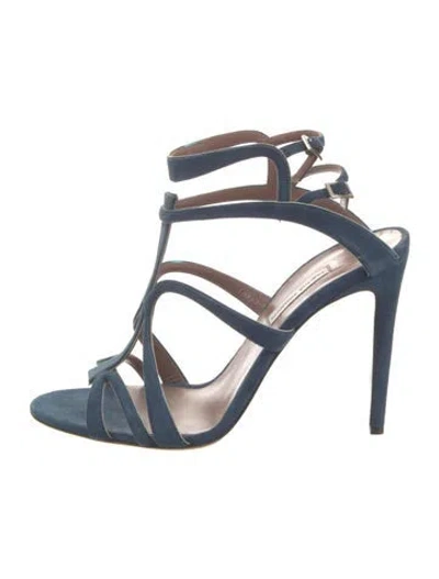 Pre-owned Tabitha Simmons Suede T-strap Sandals In Blue