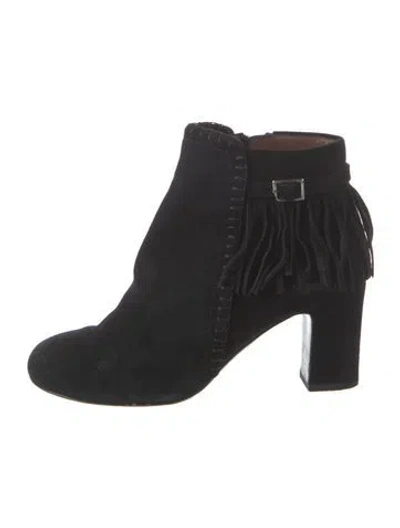 Pre-owned Tabitha Simmons Suede Whipstitch Trim Boots In Black
