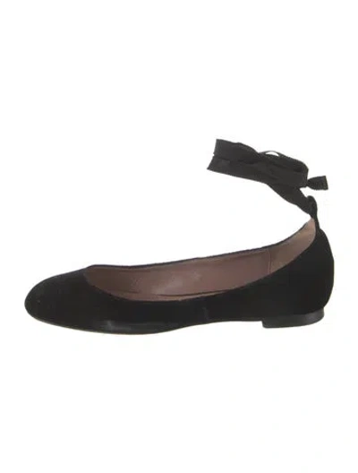 Pre-owned Tabitha Simmons Velvet Ballet Flats In Black