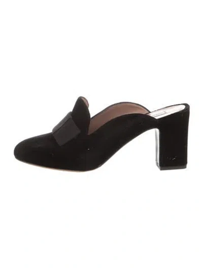 Pre-owned Tabitha Simmons Velvet Bow Accents Mules In Black