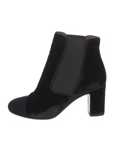 Pre-owned Tabitha Simmons Velvet Chelsea Boots In Black