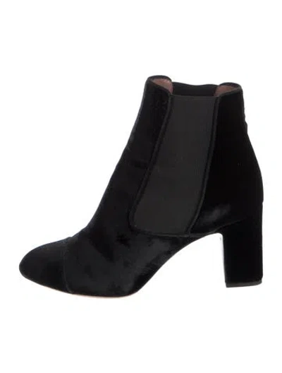 Pre-owned Tabitha Simmons Velvet Chelsea Boots In Black