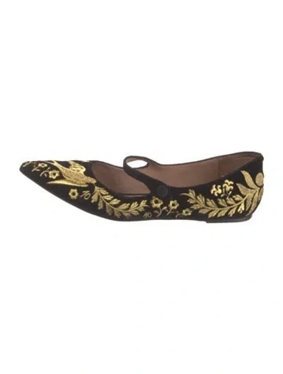 Pre-owned Tabitha Simmons Velvet Floral Print Mary Jane Flats In Multi