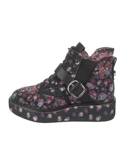 Pre-owned Tabitha Simmons Velvet Floral Print Sneakers In Multi