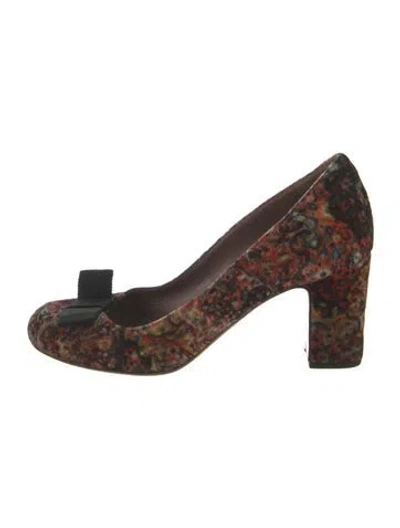 Pre-owned Tabitha Simmons Velvet Paisley Print Pumps In Red