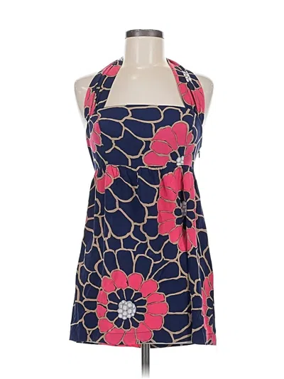 Pre-owned Tabitha Sleeveless Silk Top Blue Halter Neckline Tops