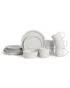 Table 12 16pc Parchment Embossed Dinnerware Set In White