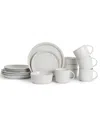 Table 12 Parchment Embossed 16 Piece Dinnerware Set, Service For 4 In White