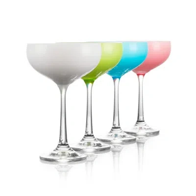 Table 12 Tda Series  5.8-ounce Mini Coupe Cocktail Glasses, Glass Cups Set Of 4, Champagne Glasses In In Blue;green;pink