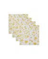 Tableau Blooms Bright Set Of 4 Napkins, 8.25" X 8.25" In Yellow
