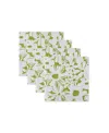Tableau Blooms Set Of 4 Napkins, 8.25" X 8.25" In Green