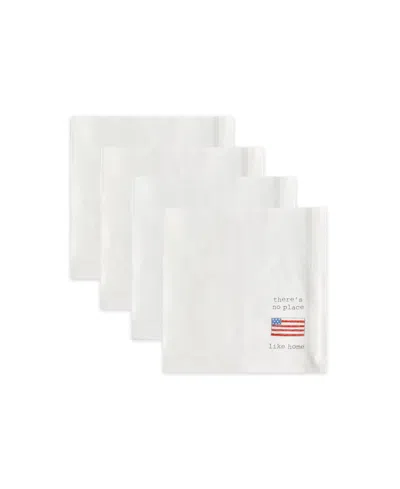 Tableau Cuties Set Of 4 Napkins, 8.25" X 8.25" In Red,white,blue