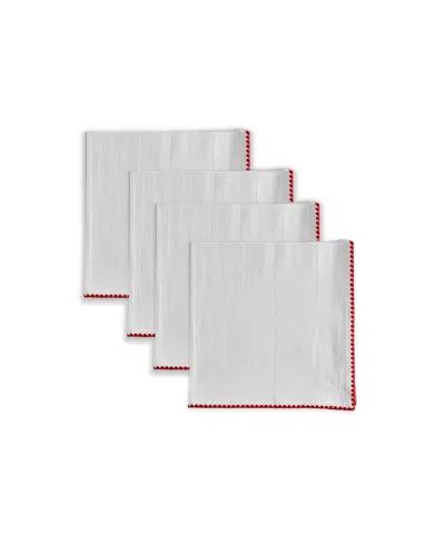 Tableau Embroidered Edge Napkins, Set Of 4 In White