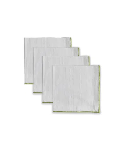 Tableau Embroidered Edge Napkins, Set Of 4 In Green